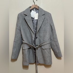 & Other Stories belted double breasted wool jacket in gray